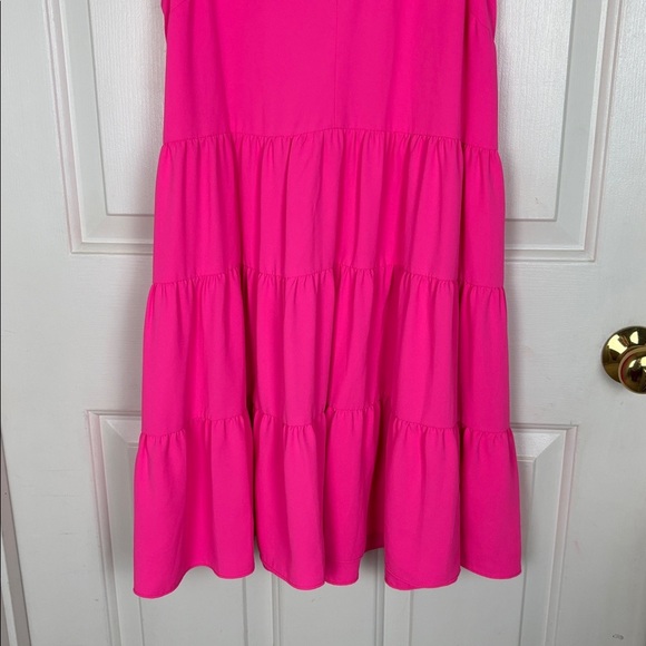 Amanda Uprichard Hot Pink Tie Sleeves Tiered Dress - XS - Picture 3 of 8